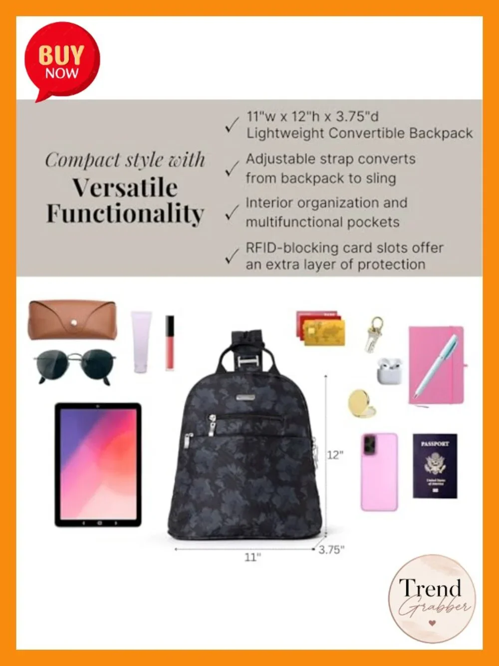 Convertible Mini Backpack Purse with RFID Blocking, Adjustable Strap